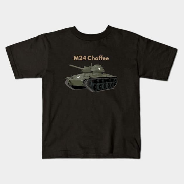 M24 Chaffee American WW2 Tank Kids T-Shirt by NorseTech